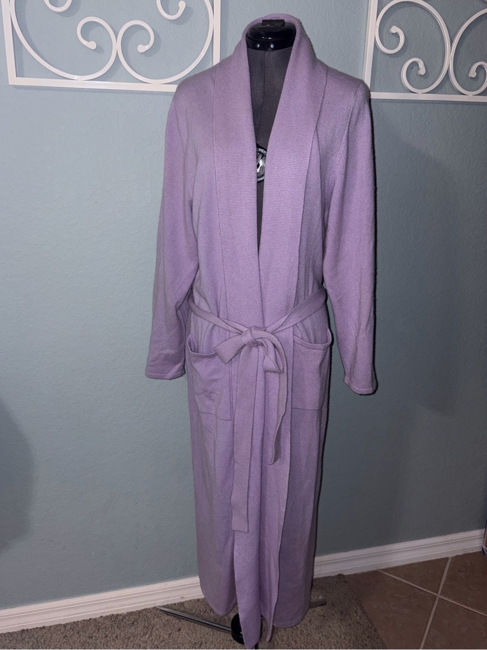 RARE Nwot Land's end 100% cashmere robe purple sz large
